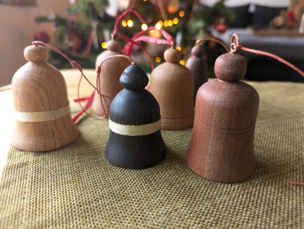 handmade wooden christmas bells